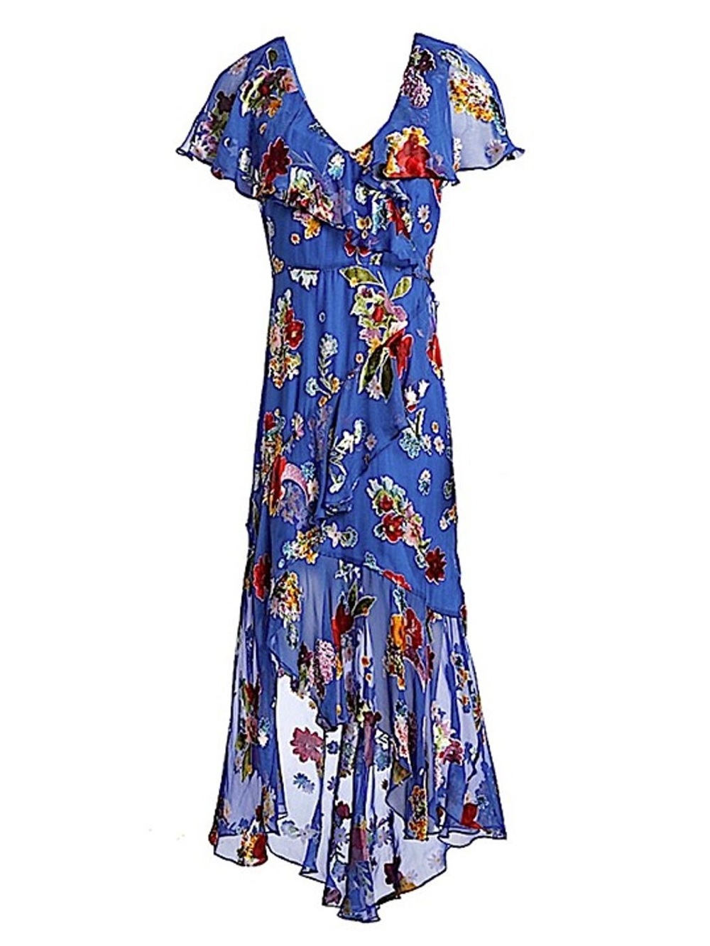 Alice + Olivia Electra Floral Silk Blend Asymmetrical Ruffle Cocktail Dress - Picture 9 of 9